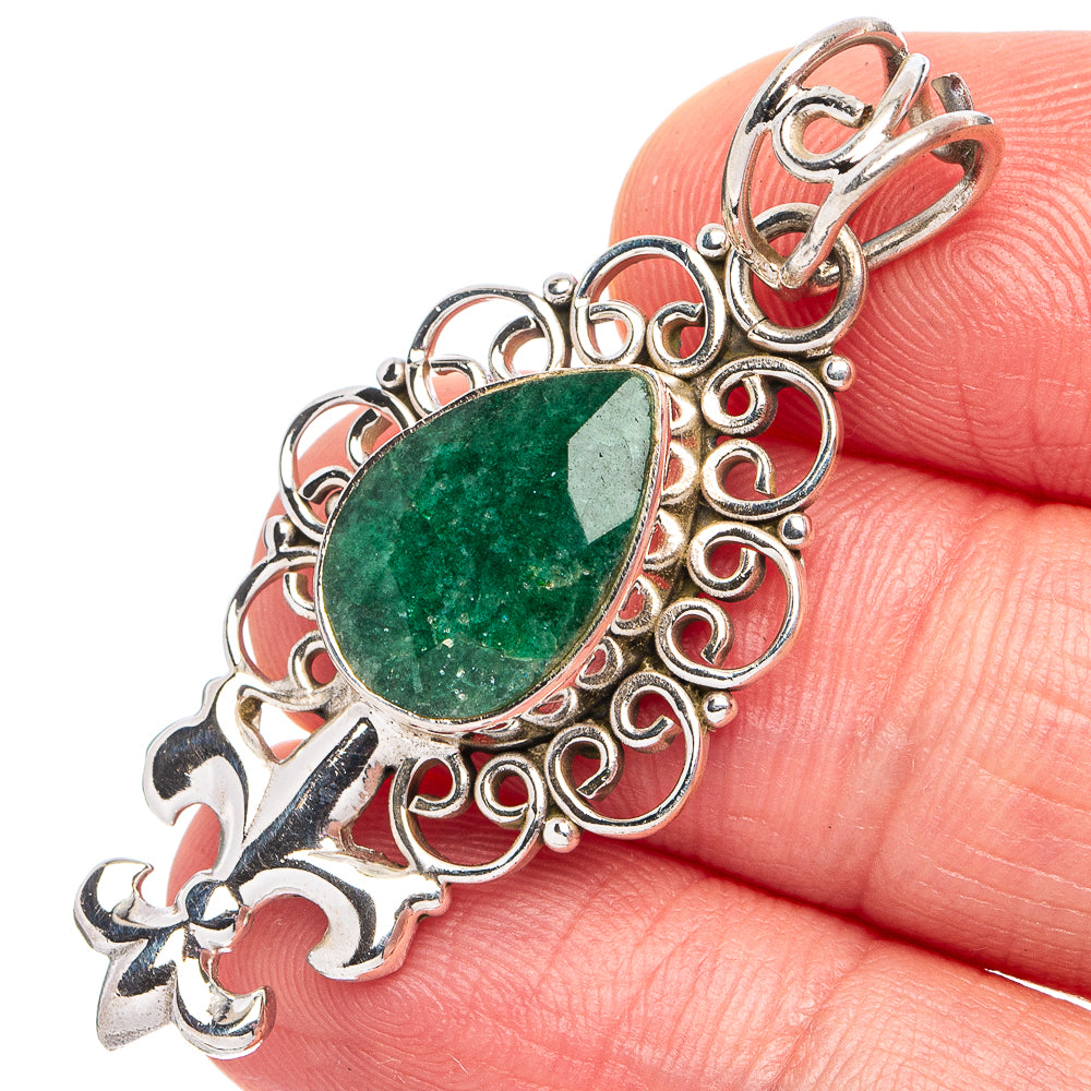 Green Aventurine Pendant 1 3/4" (.925 Sterling Silver)