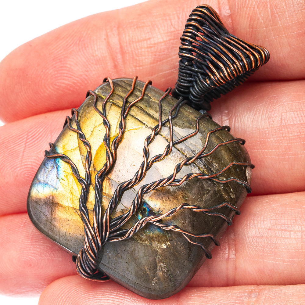 Labradorite Tree of Life Pendant 1 3/4" (Oxidized Copper)