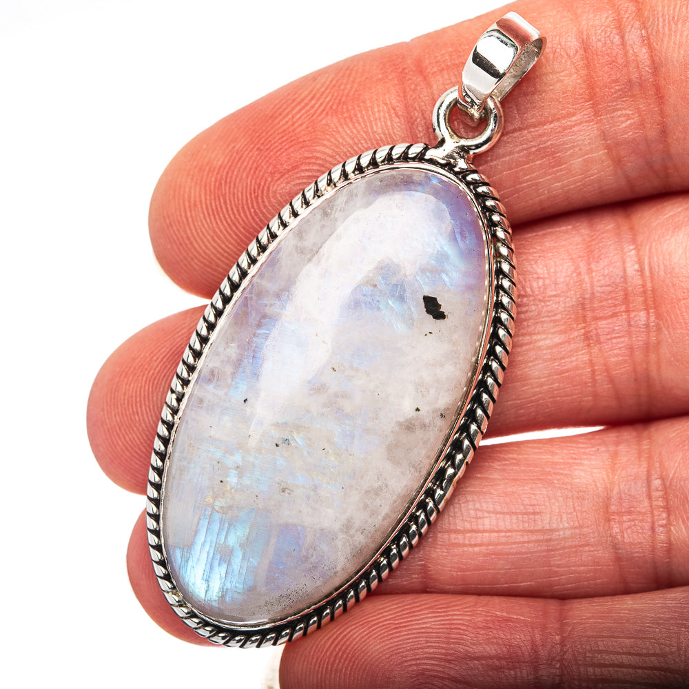 Rainbow Moonstone Pendant 2 1/8" (.925 Sterling Silver)