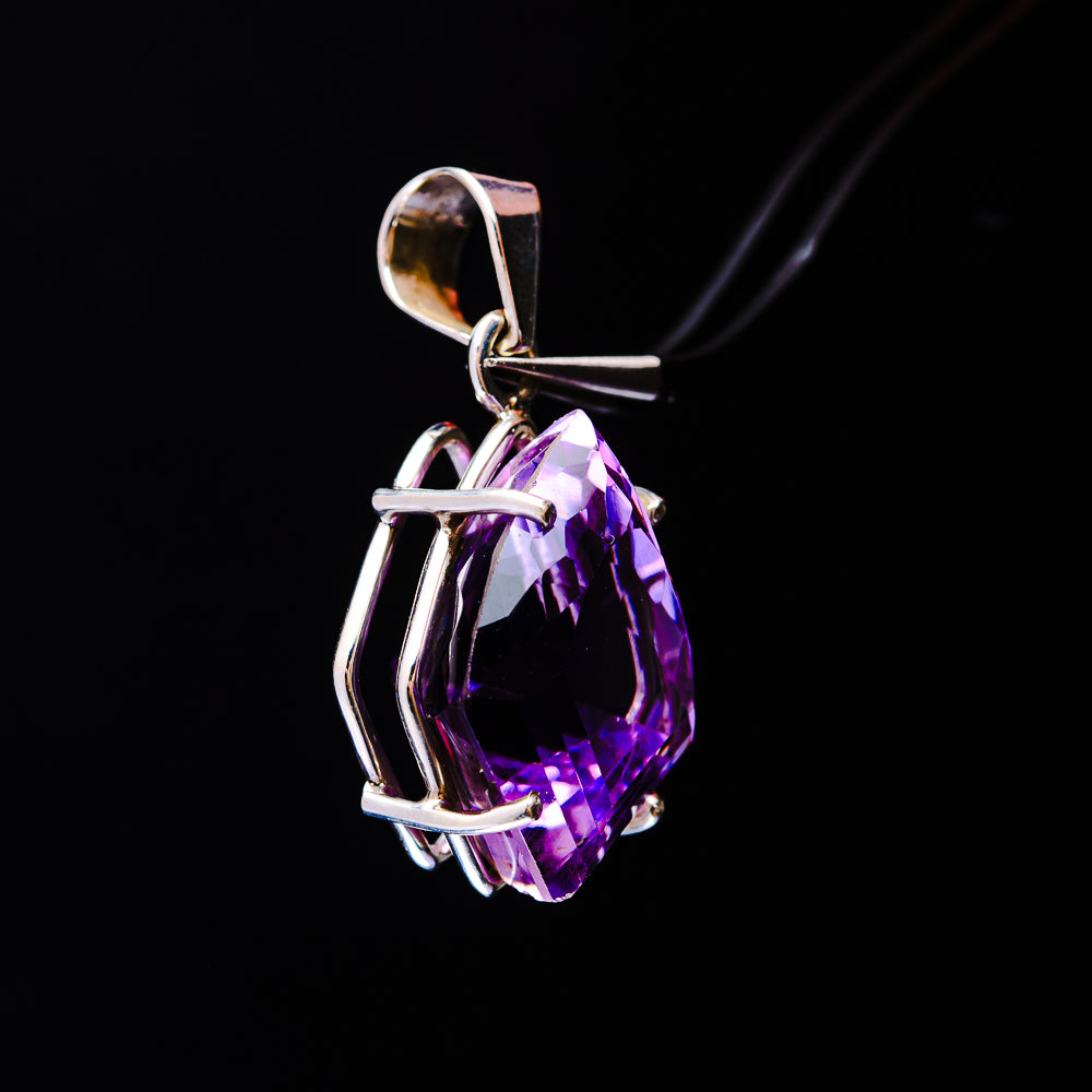 21.82ct Faceted Brazilian Amethyst Pendant 1 3/8" (.925 Sterling Silver)