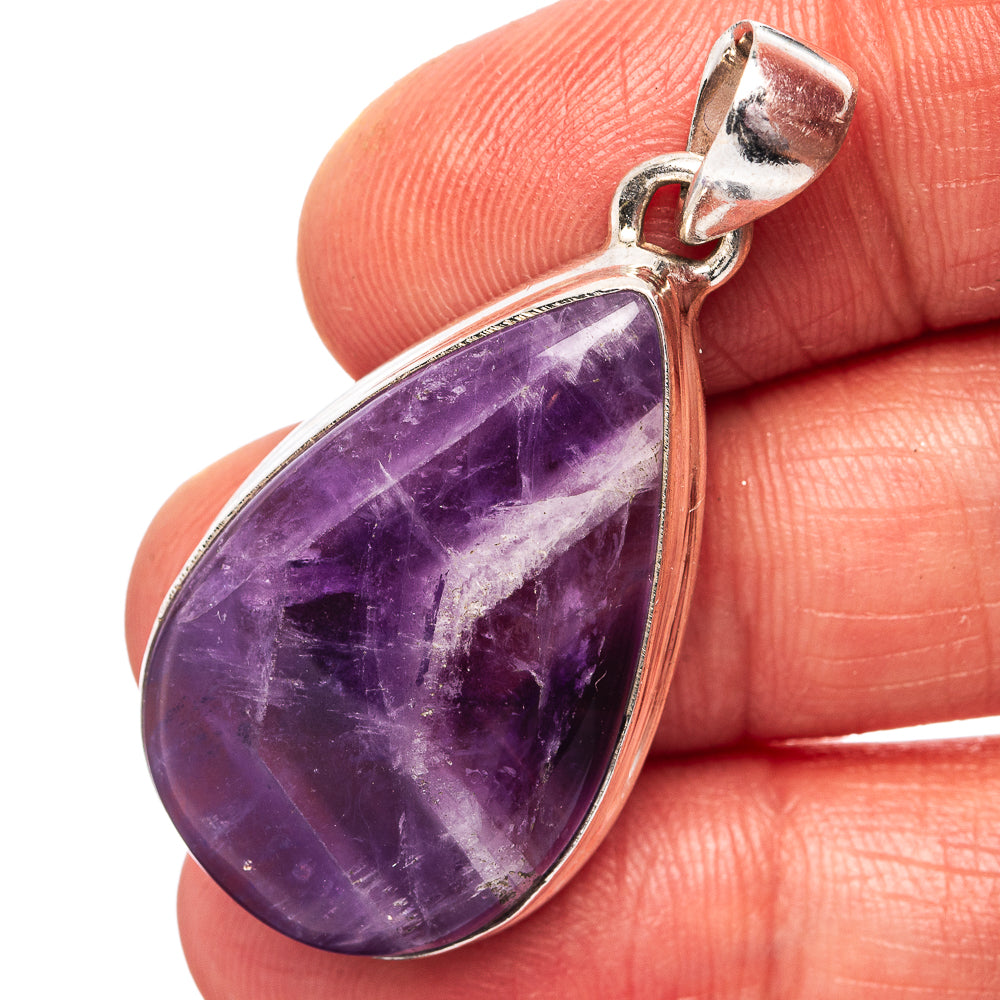 Chevron Amethyst Pendant 1 5/8" (.925 Sterling Silver)