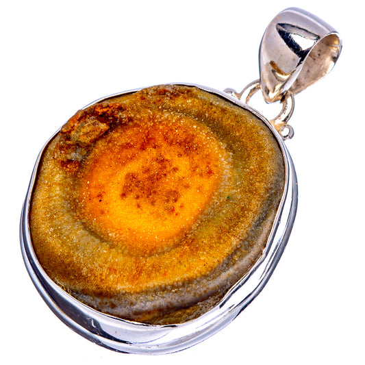 Jasper cabochon pendant in 925 sterling silver bezel, oval amber-gold stone.
