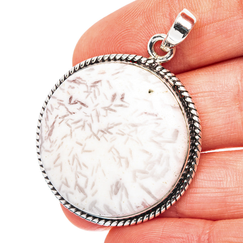 Rice Design Scolecite Pendant 1 3/4" (.925 Sterling Silver)