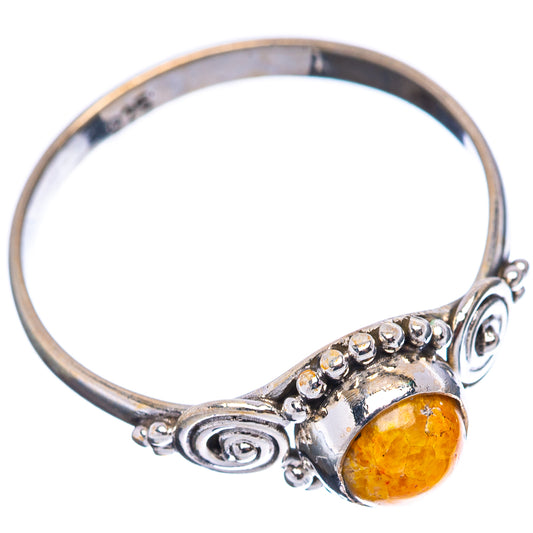 Sterling silver jasper ring, size 9.5, side view with yellow cabochon and bezel details