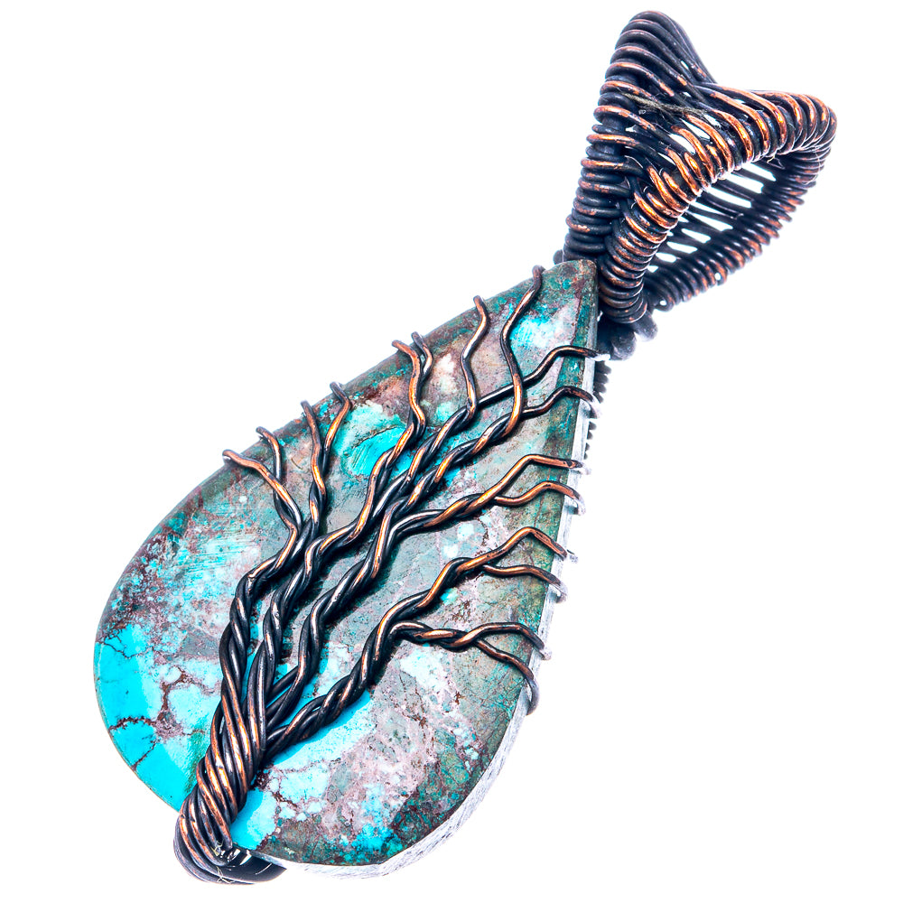 Turquoise Tree of Life Pendant 1 7/8" (Oxidized Copper)