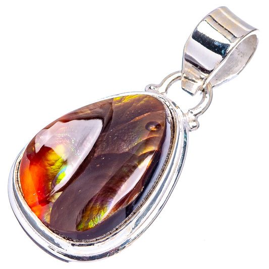 Sterling silver fire agate pendant with oval dark brown gemstone and loop bail