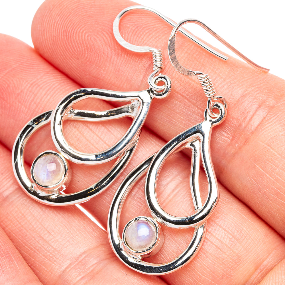 Rainbow Moonstone 925 Sterling Silver Premium Earrings 1 5/8" (925 Sterling Silver) E2229
