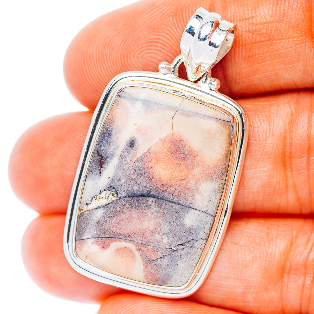 Porcelain Jasper Pendant 1 1/2" (.925 Sterling Silver)