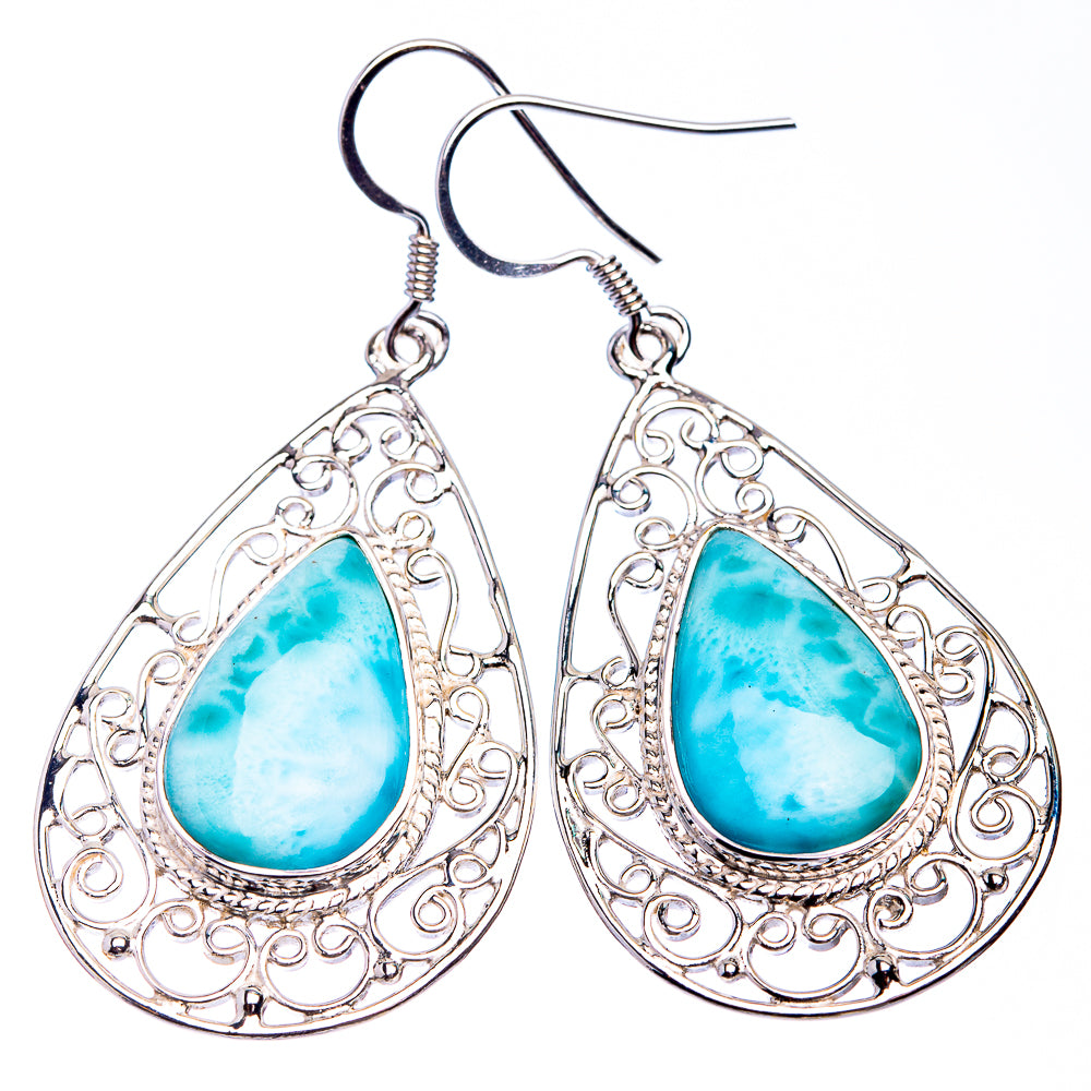 Signature Larimar Earrings 2 1/8" (925 Sterling Silver) E432320