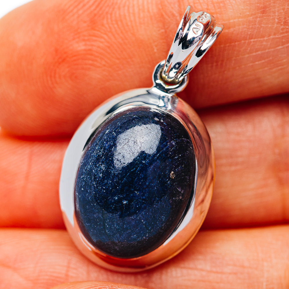 Ruby / Sapphire Reversible Pendant 1 3/8" (.925 Sterling Silver)