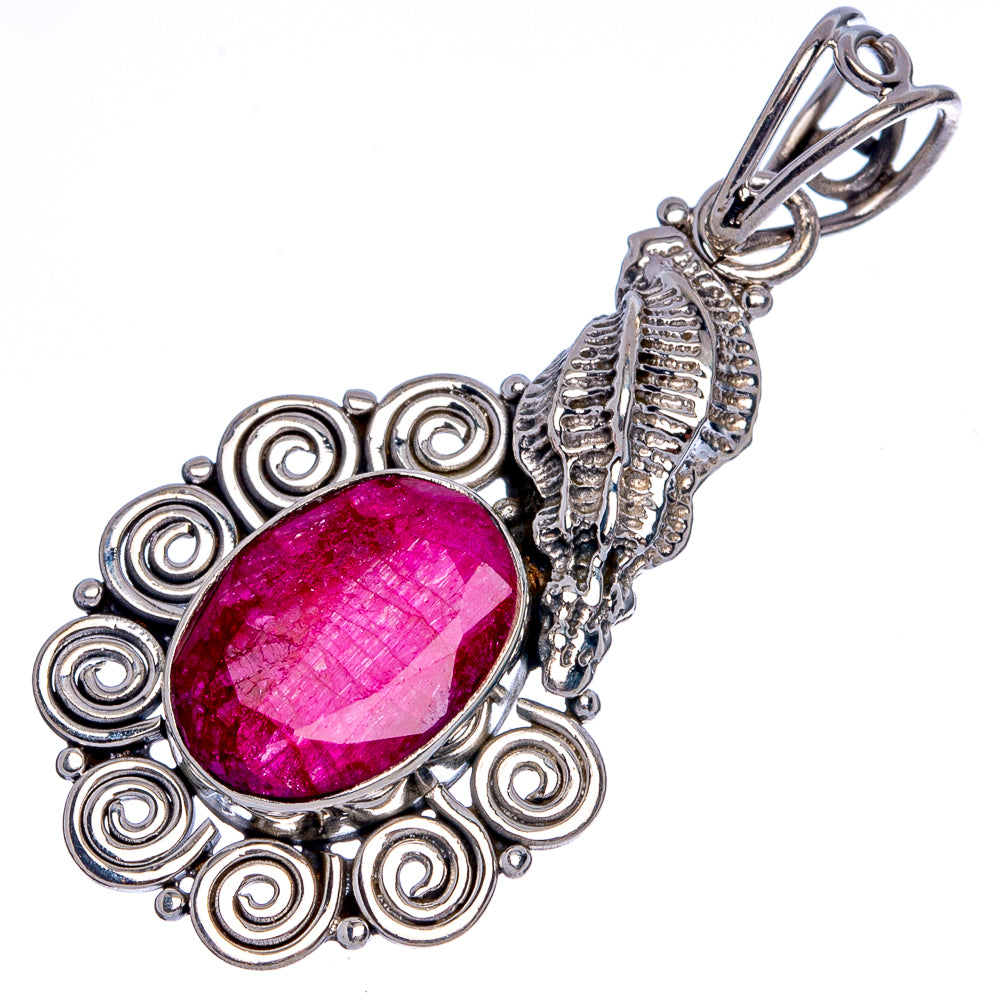 Ruby Sea Shell Pendant 1 3/4" (925 Sterling Silver) P40323