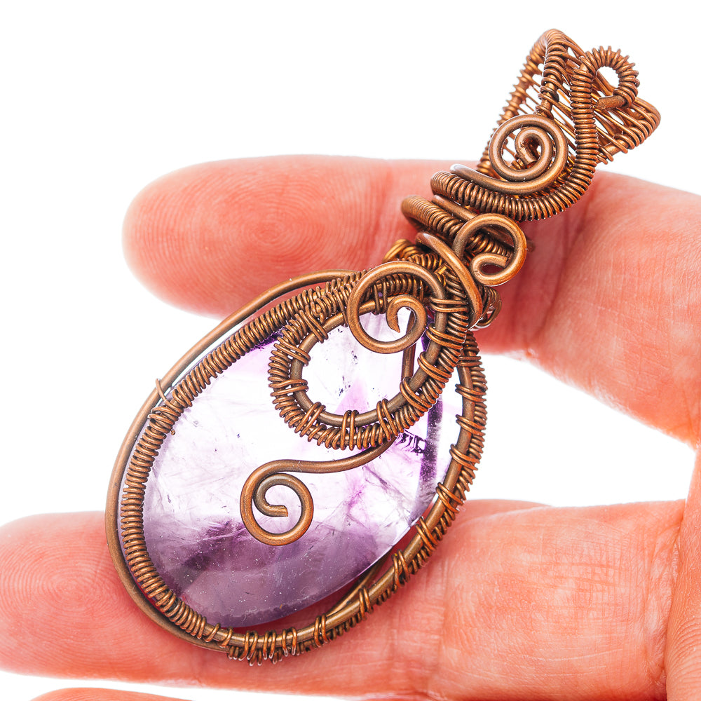 Star Amethyst Wire Wrap Pendant 2 5/8" (Copper)