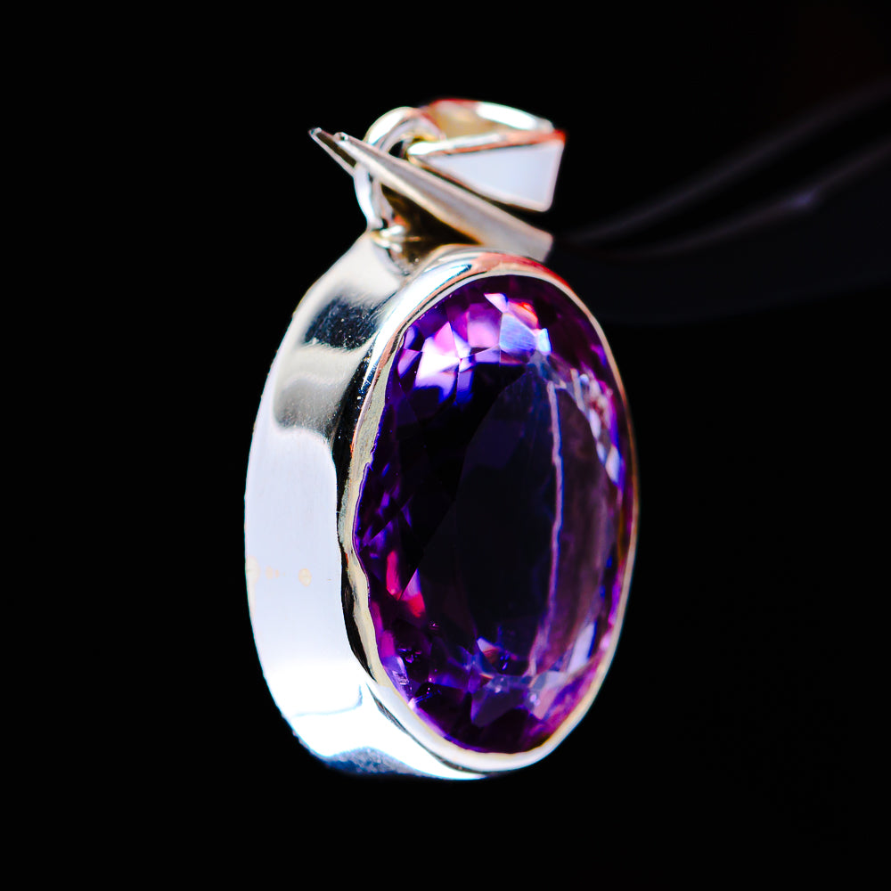 12.98ct Premium Faceted Amethyst Pendant 1" (.925 Sterling Silver)
