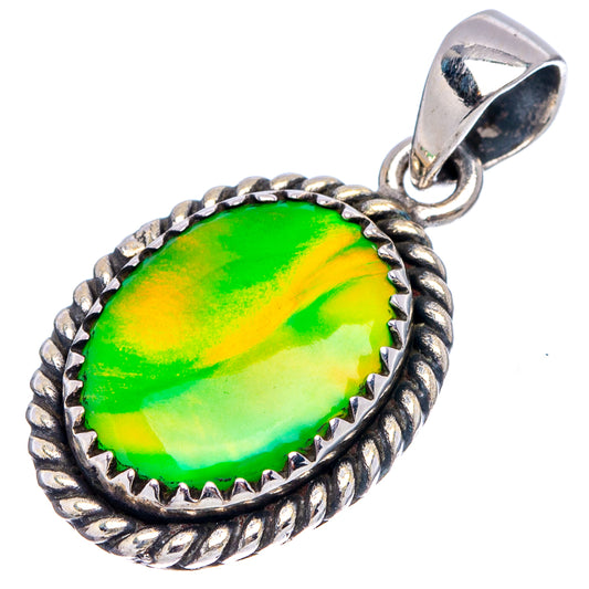 Oval opal gemstone pendant in braided sterling silver bezel with small bail loop.