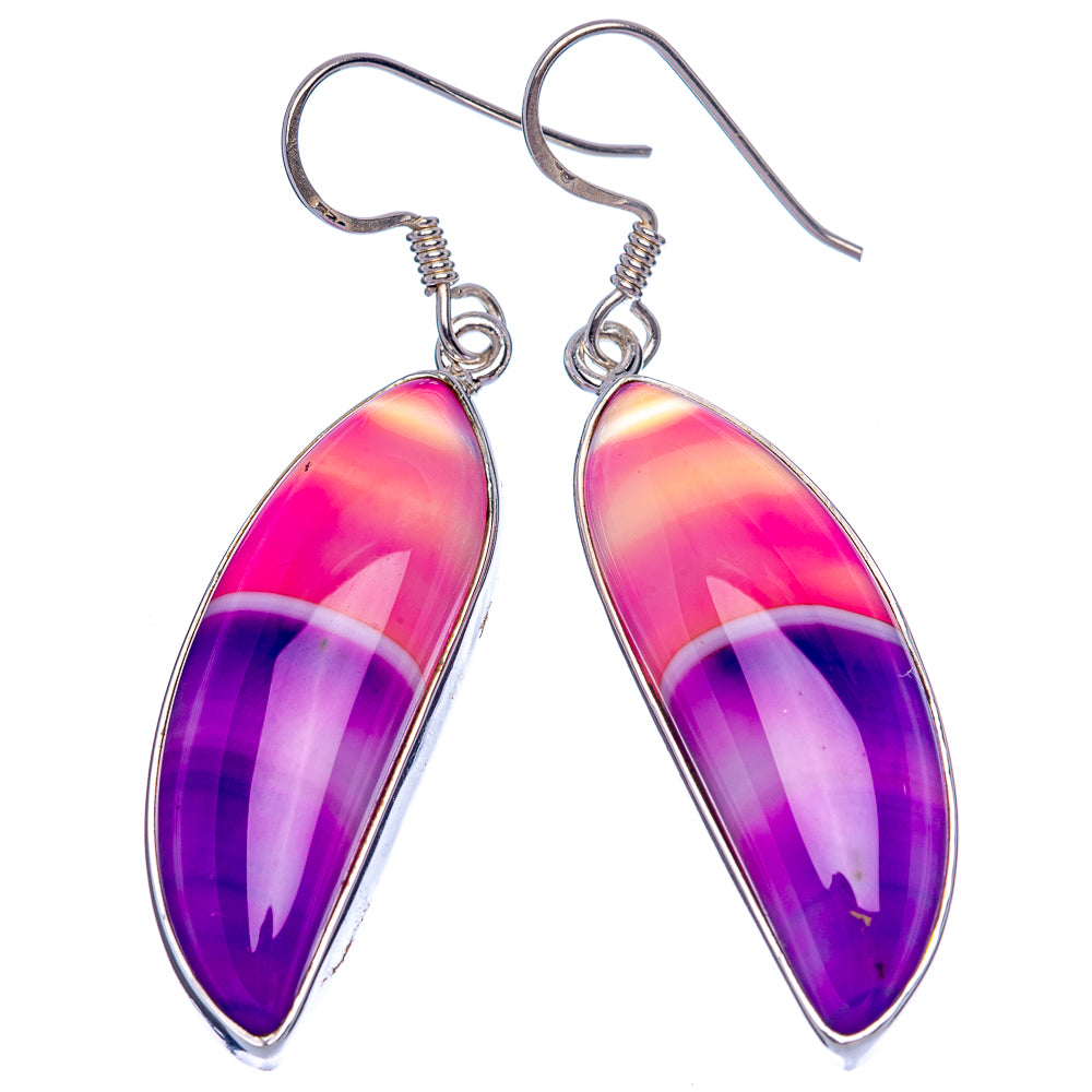 Purple Botswana Agate Earrings 2" (925 Sterling Silver) E433359