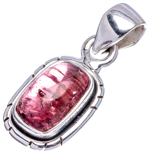 Oval pink tourmaline pendant in .925 sterling silver with hinged bail clasp