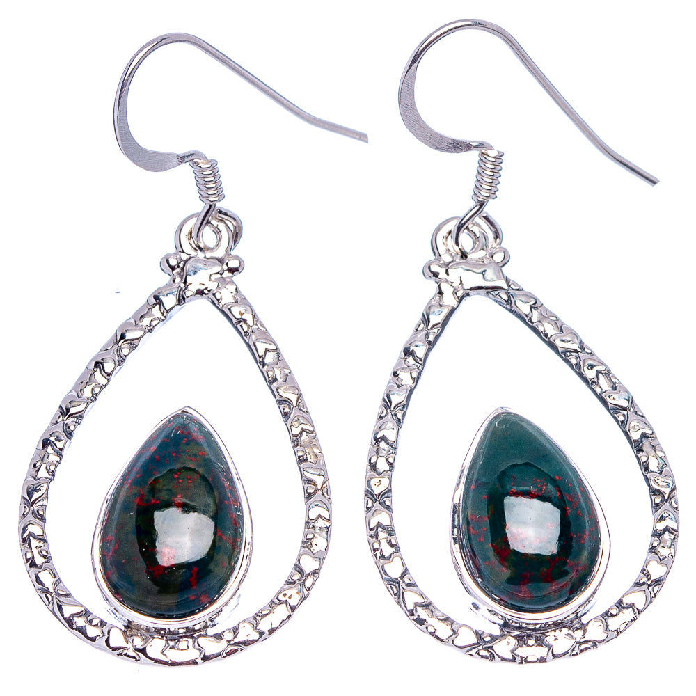 Premium Bloodstone Earrings 1 3/4" (.925 Sterling Silver)