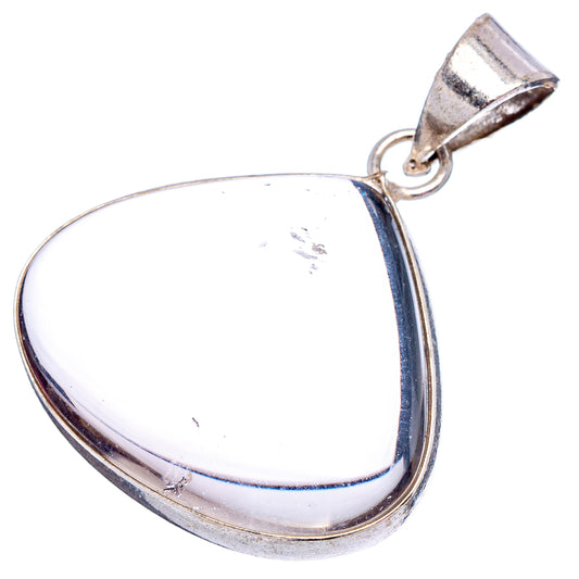 White quartz teardrop pendant with silver-plated edge and bail