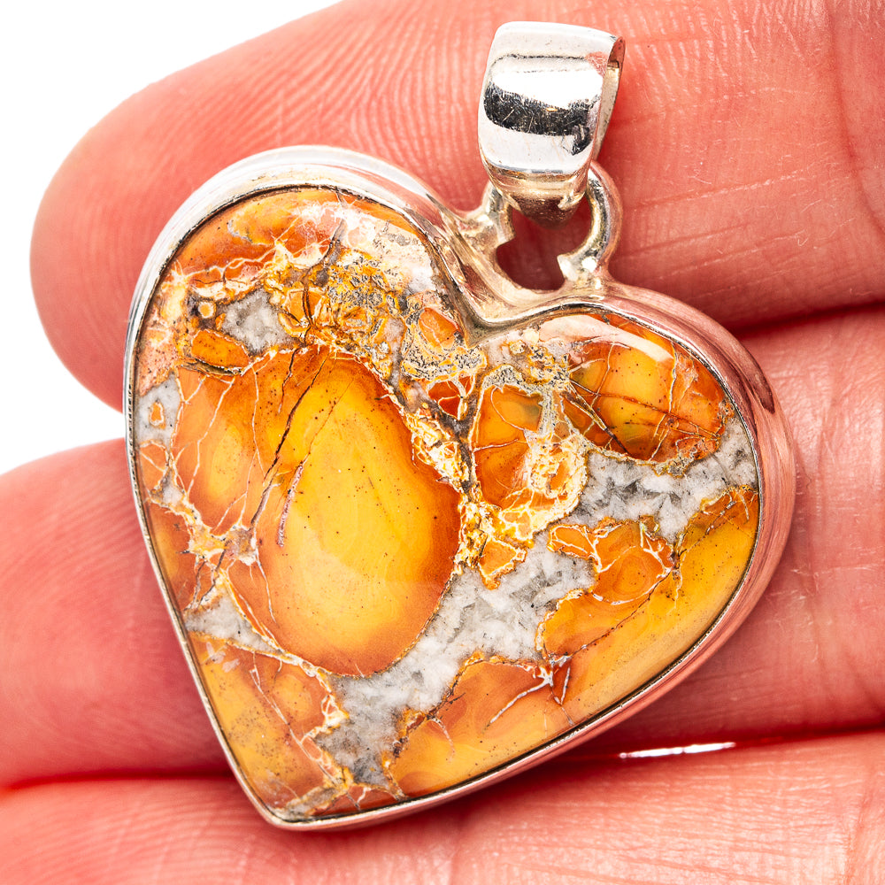 Maligano Jasper Heart Pendant 1 3/8" (.925 Sterling Silver)