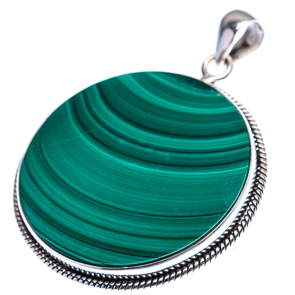 Malachite Coin Pendant 2" (925 Sterling Silver) PD38453
