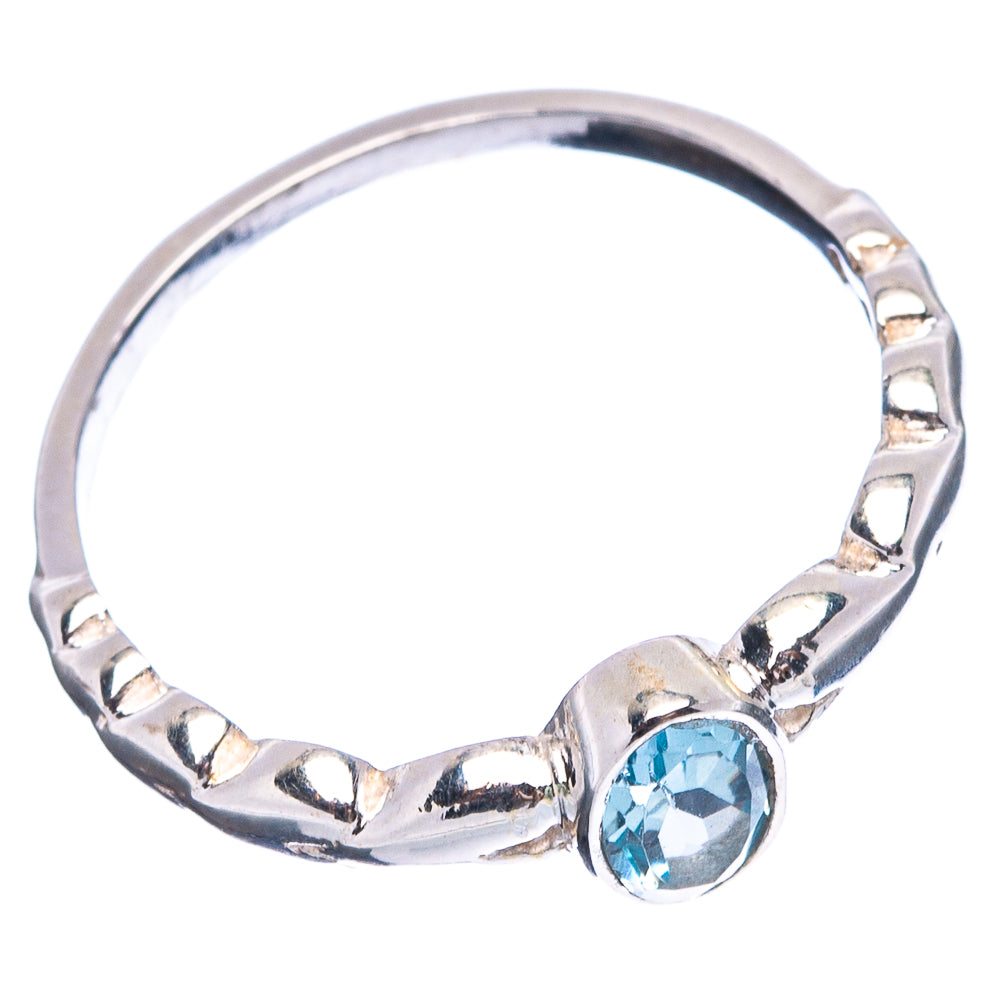 Dainty Blue Topaz Ring Size 6.5 (.925 Sterling Silver)