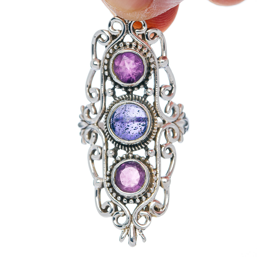 Premium Iolite, Amethyst Ring Size 8.75 (.925 Sterling Silver)