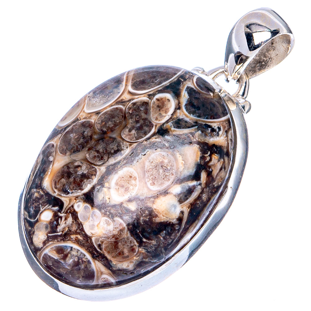 Turritella Agate Pendant 1 3/8" (.925 Sterling Silver)