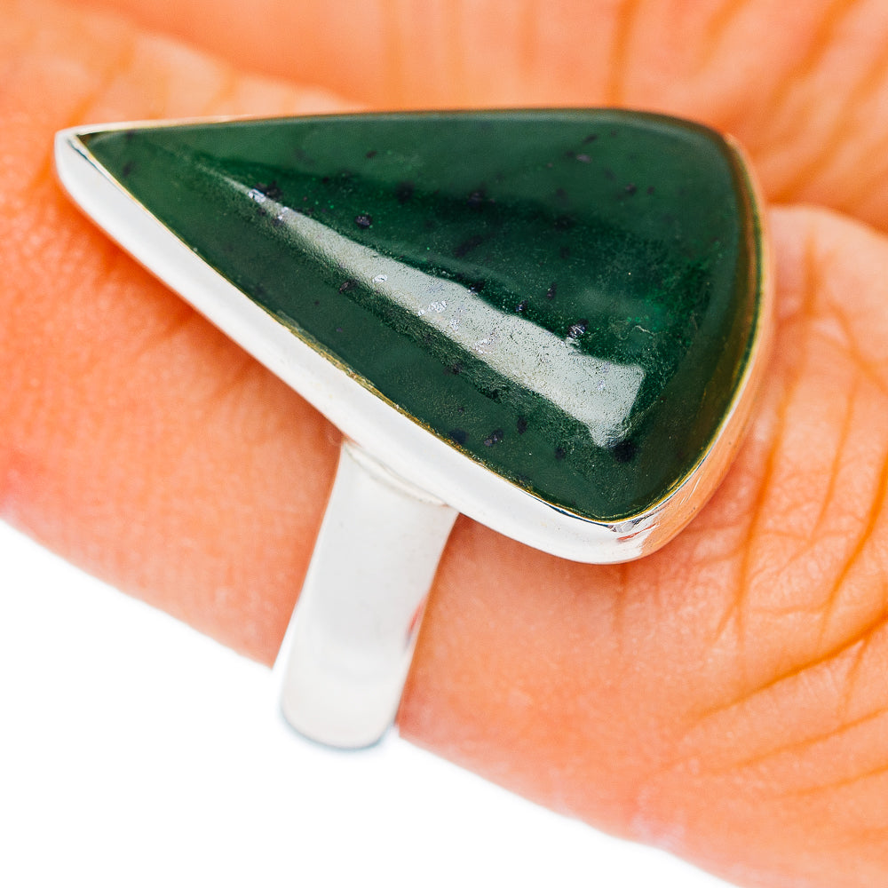 Premium Nephrite Jade Ring Size 6.5 Adjustable (.925 Sterling Silver)
