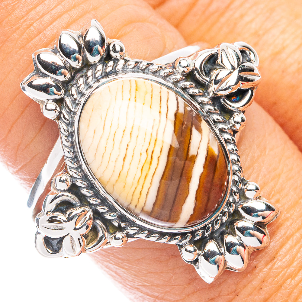 Premium Banded Picture Jasper Ring Size 8 (925 Sterling Silver) R7641
