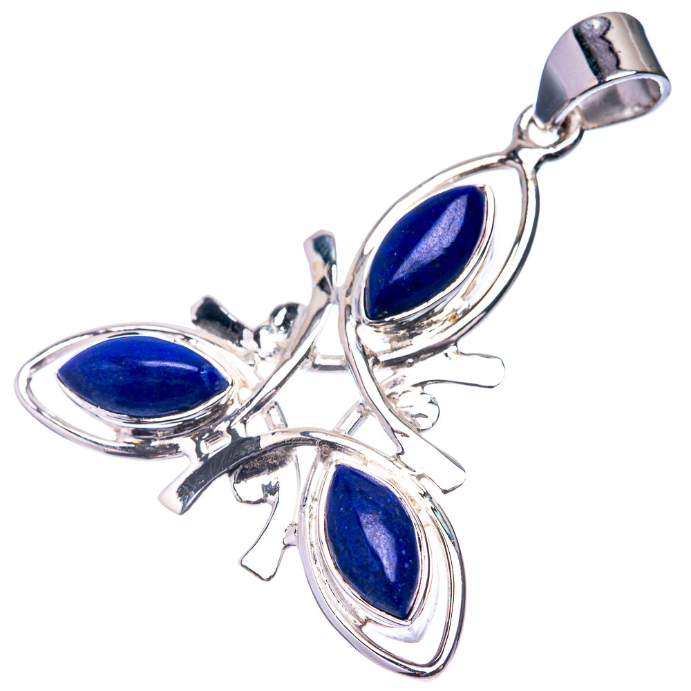 925 sterling silver lapis lazuli pendant with three blue teardrop stones and top bail