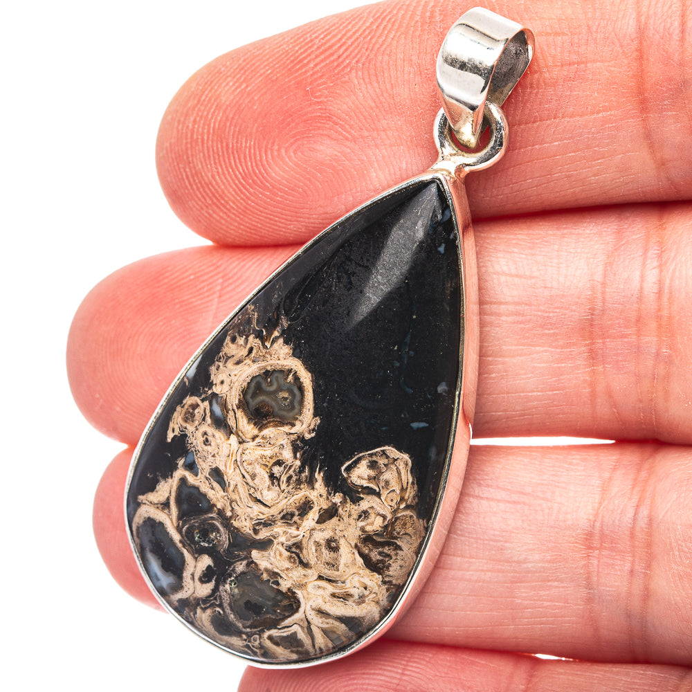 Palm Root Agate Pendant 2" (.925 Sterling Silver)