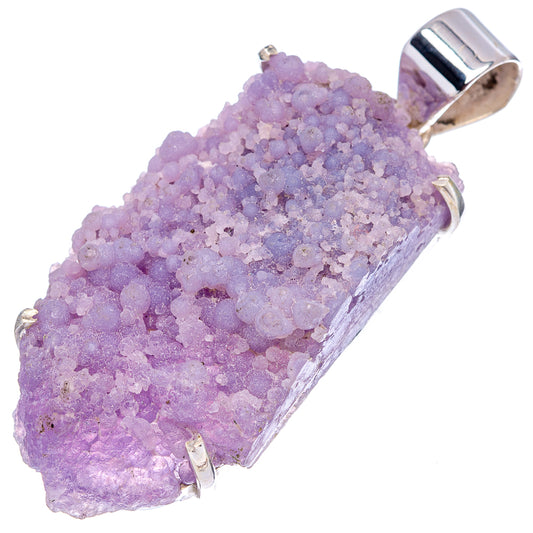 Sterling silver grape agate pendant with faceted purple druzy crystal, open bail