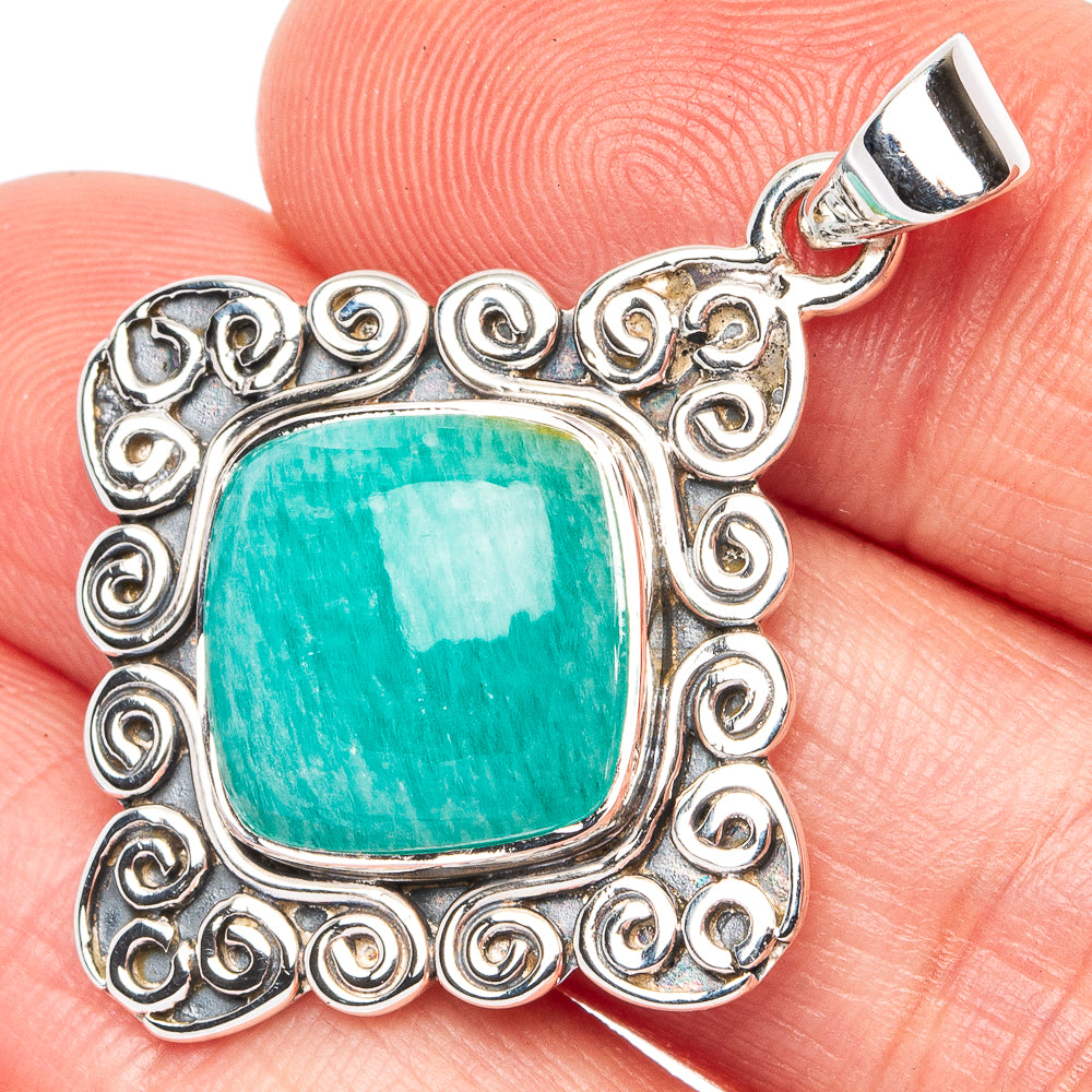 Premium Amazonite Pendant 1 3/8" (925 Sterling Silver) P45027