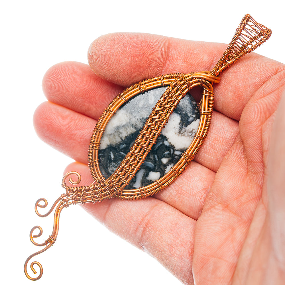 Crinoid Fossil Wire Wrap Pendant 4 1/4" (Copper)