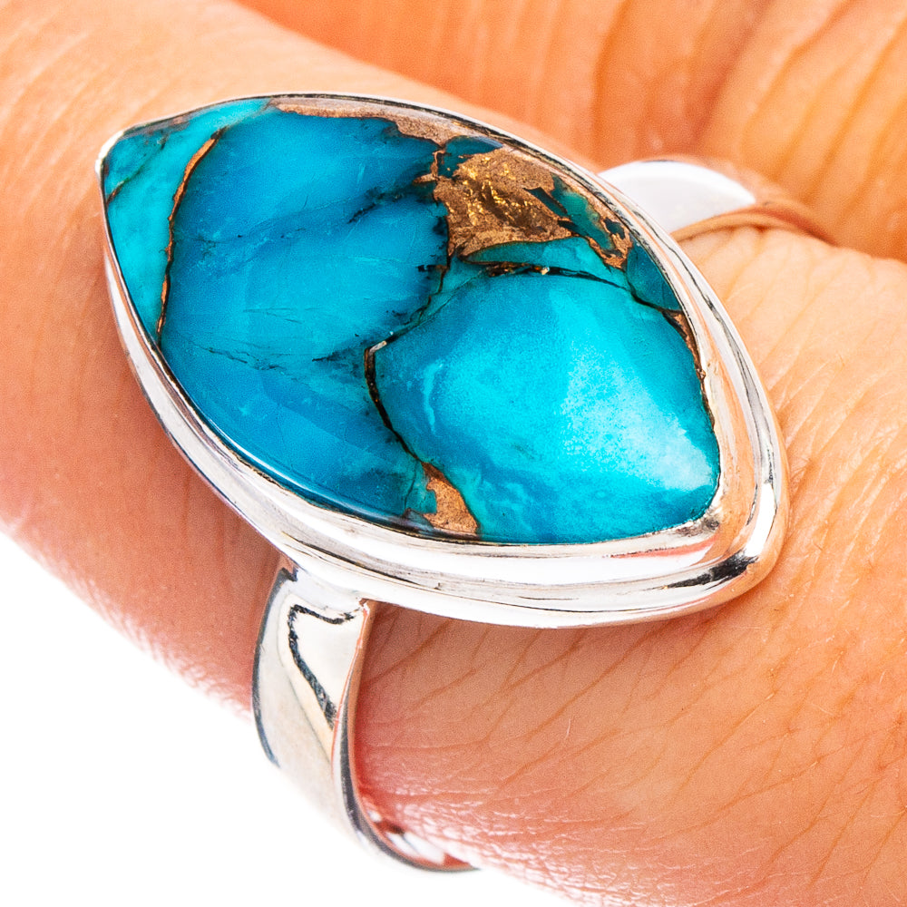Blue Copper Turquoise Ring Size 9.25 (.925 Sterling Silver)