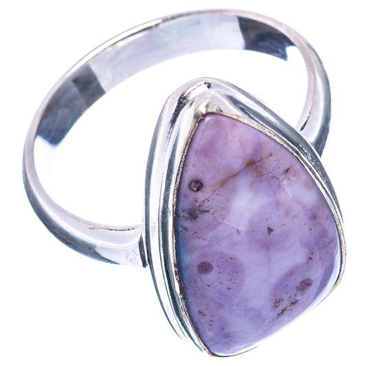 Sterling silver opal ring with purple teardrop stone, open band, size 8