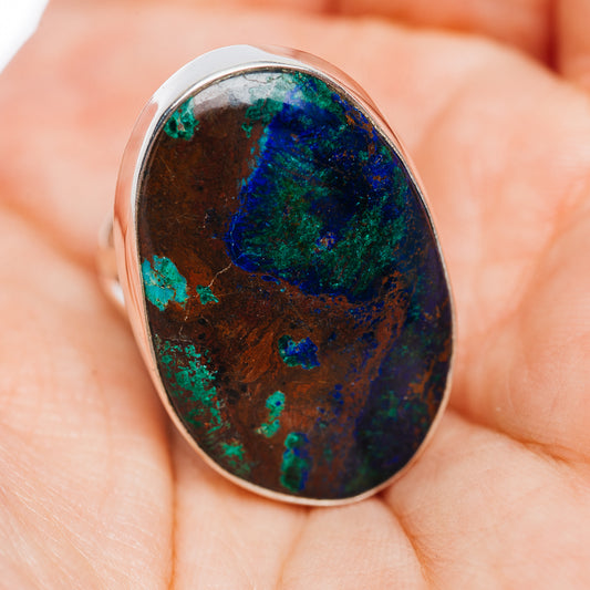Premium Azurite Ring Size 7.5 (.925 Sterling Silver)