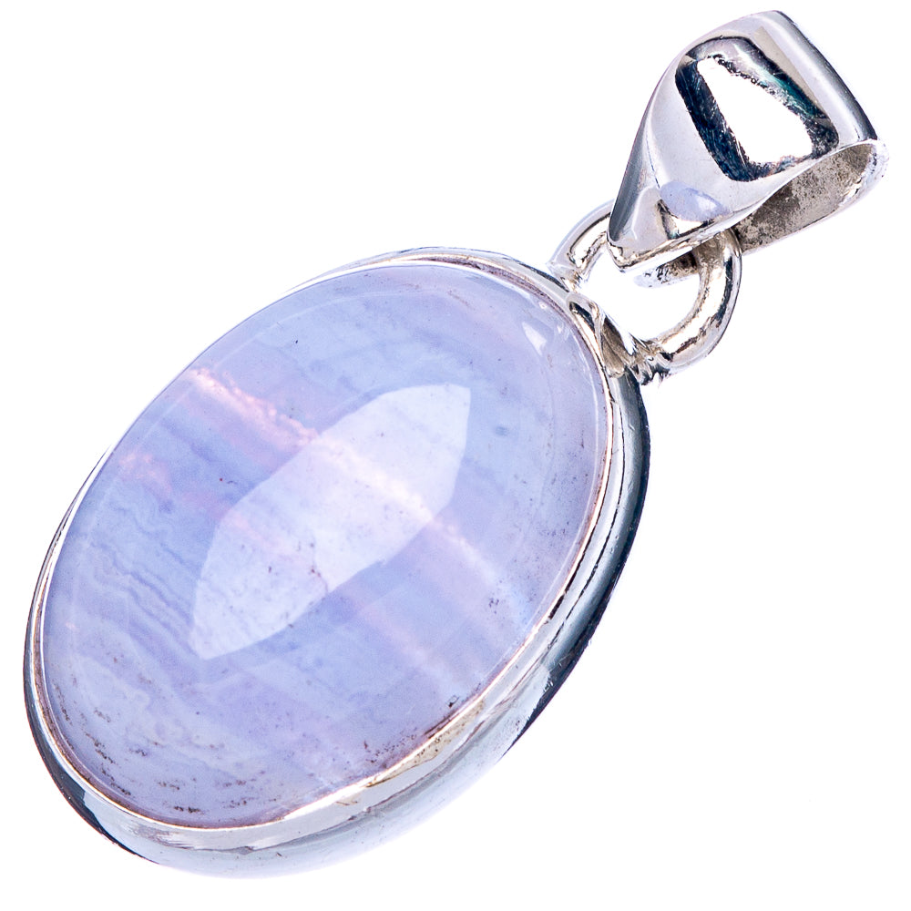 Blue Lace Agate Pendant 1 1/8" (925 Sterling Silver) P42431