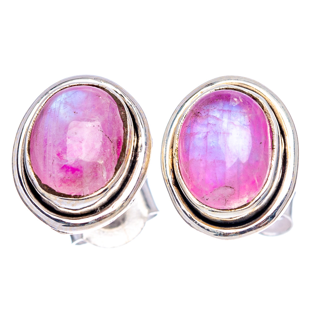 Pink Moonstone Earrings 3/8" (.925 Sterling Silver)