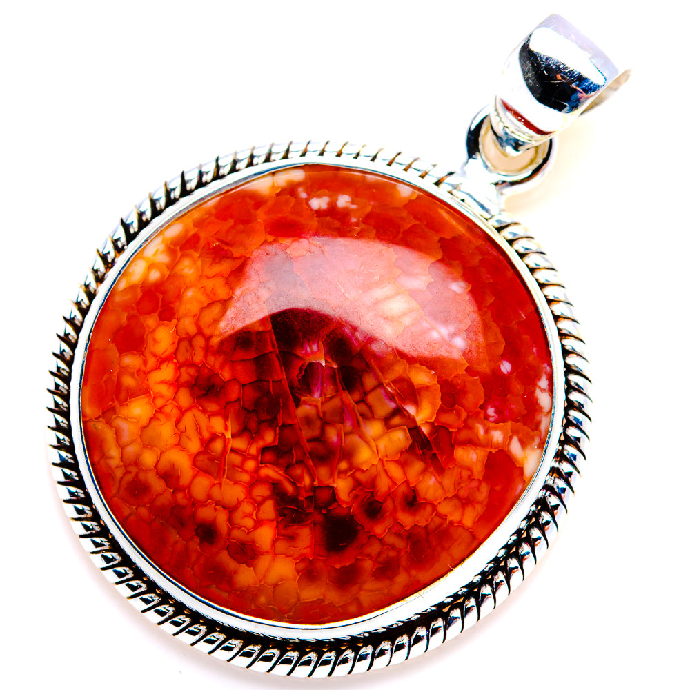 Fire Crab Agate Pendant 1 1/2" (925 Sterling Silver) PD38160