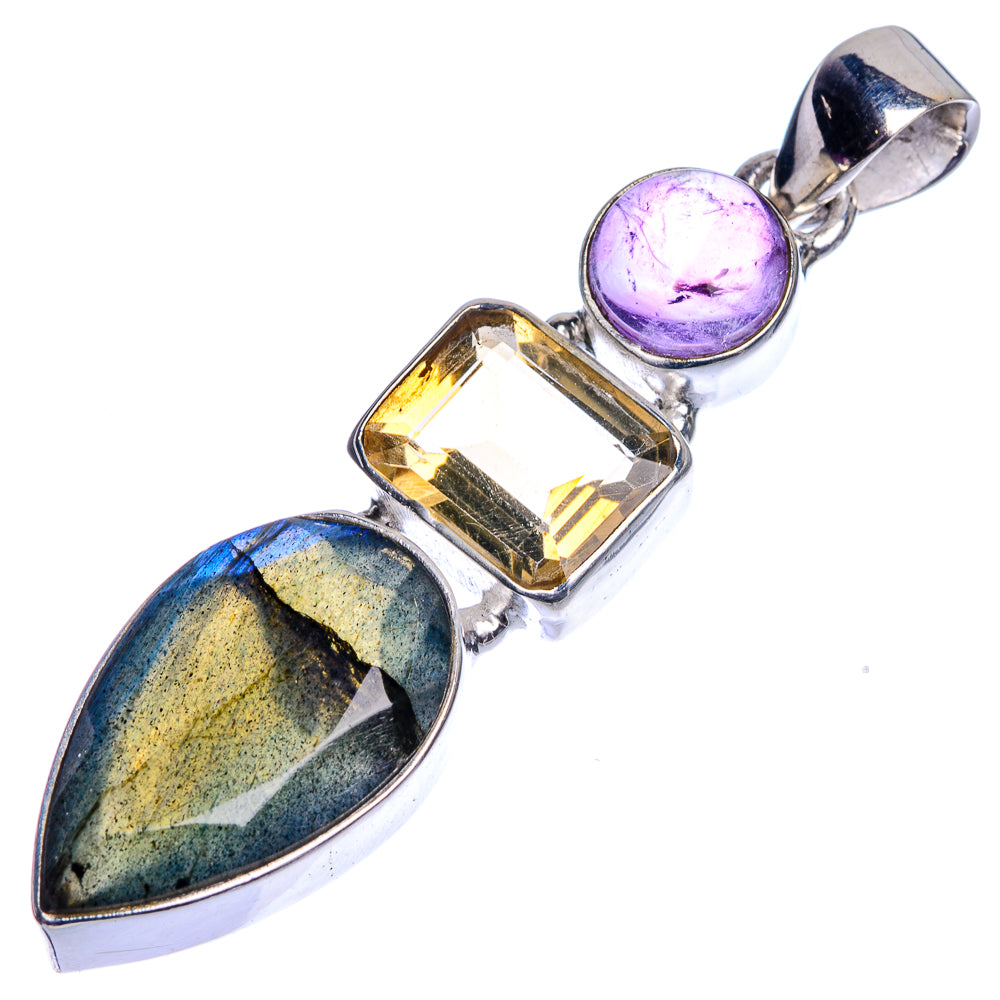Labradorite, Citrine, Amethyst Pendant 2 1/8" (925 Sterling Silver) P39748