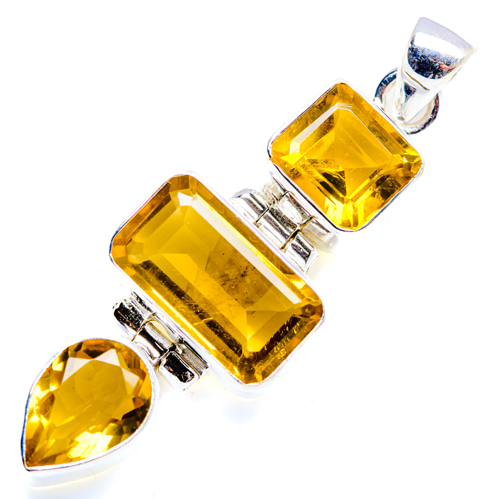 Faceted Citrine Pendant 2" (925 Sterling Silver) PD38265