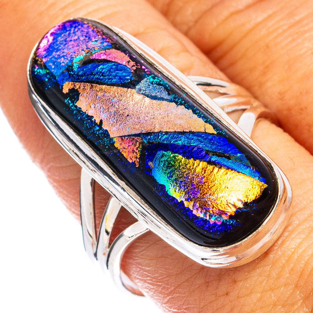 Dichroic Glass Ring Size 10 (925 Sterling Silver) R8444