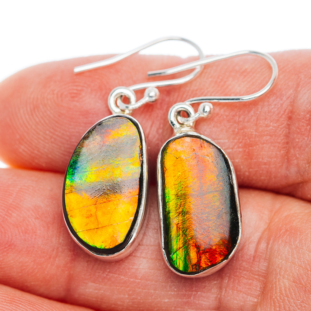 Exclusive Ammolite Earrings 1 3/8" (.925 Sterling Silver)