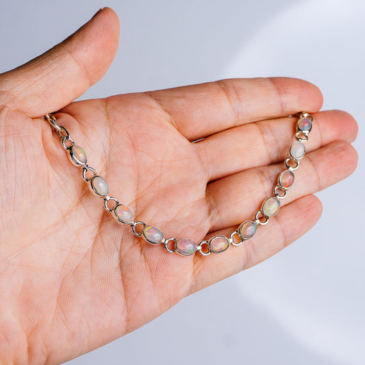 Ethiopian Opal Bracelet 7 to 8" (.925 Sterling Silver)