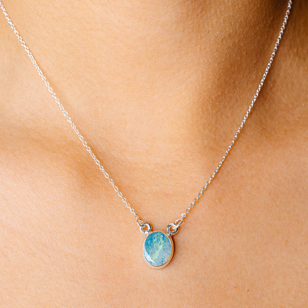Doublet Opal Necklace 16.375" (925 Sterling Silver) N90269