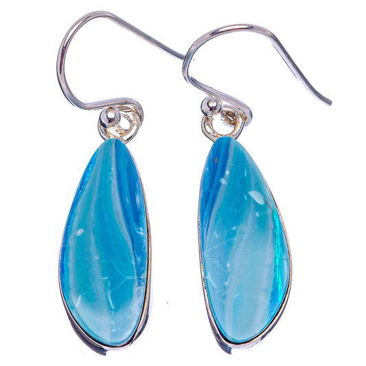 Sterling silver opal doublet earrings with oval bright blue drop cabochons