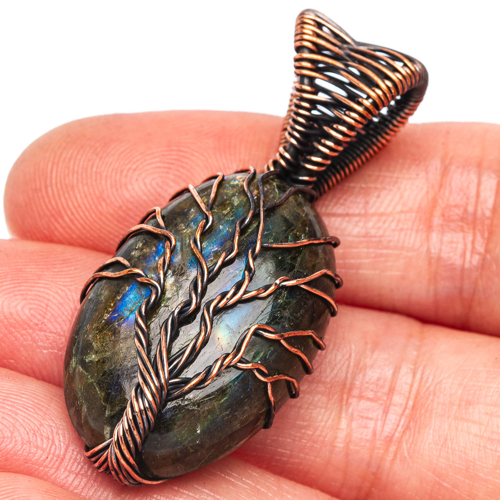 Labradorite Tree of Life Pendant 1 3/4" (Oxidized Copper)