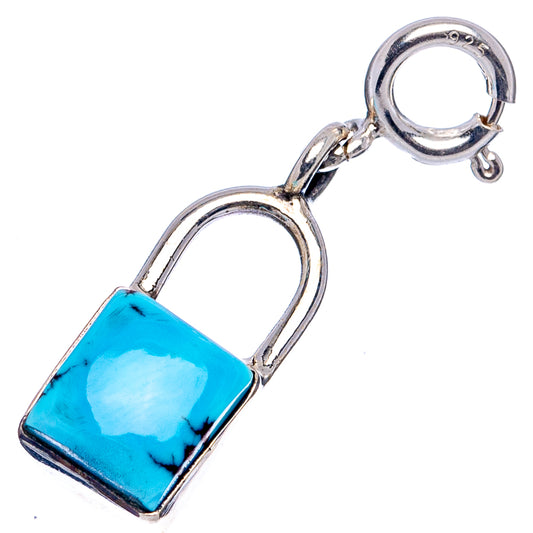 Golden Hills turquoise lock pendant, .925 sterling silver, blue stone with round clasp rings