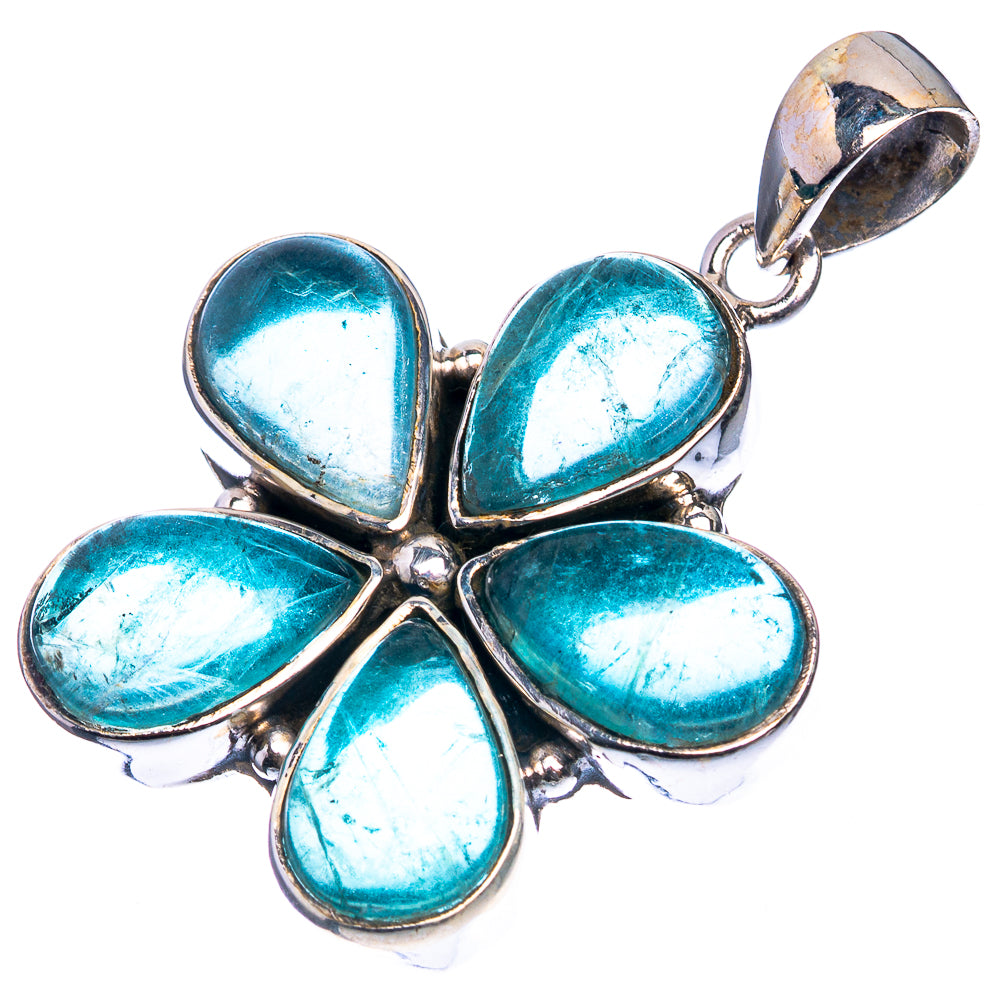 Blue Fluorite 925 Sterling Silver Pendant 1 1/2"